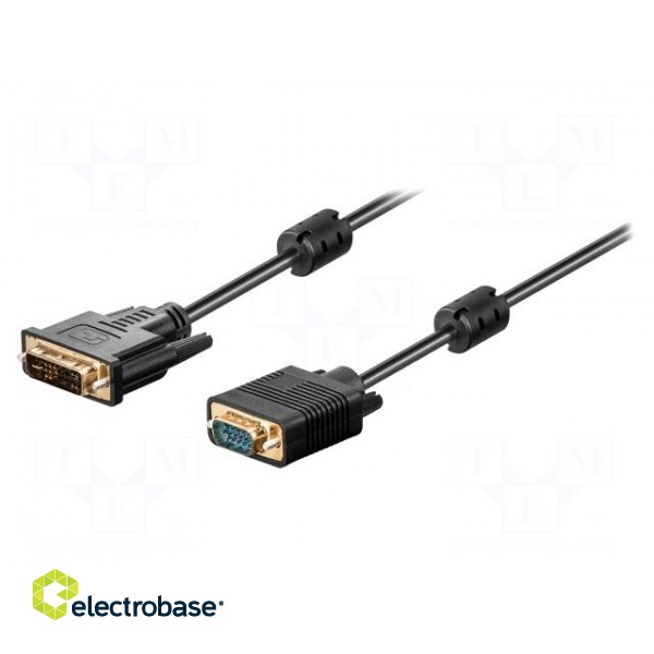 Cable | D-Sub 15pin HD plug,DVI-I (24+5) plug | 2m | Colour: black