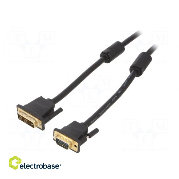 Cable | D-Sub 15pin HD plug,DVI-I (24+5) plug | PVC | Len: 1m | black