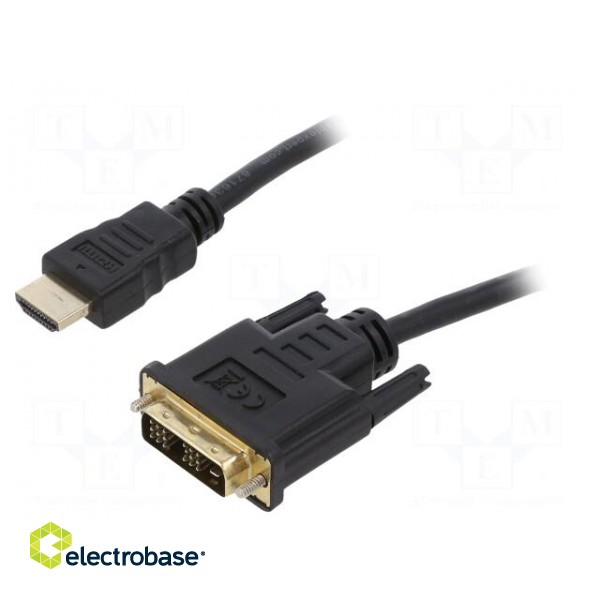 Cable | DVI-D (18+1) plug,HDMI plug | PVC | 0.5m | black | 30AWG