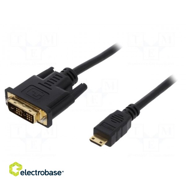 Cable | HDMI 1.4 | DVI-D (18+1) plug,mini HDMI plug | 1m | black