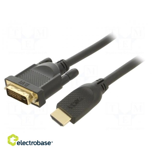 Cable | DVI-D (24+1) plug,HDMI plug | PVC | 3m | black | Core: Cu