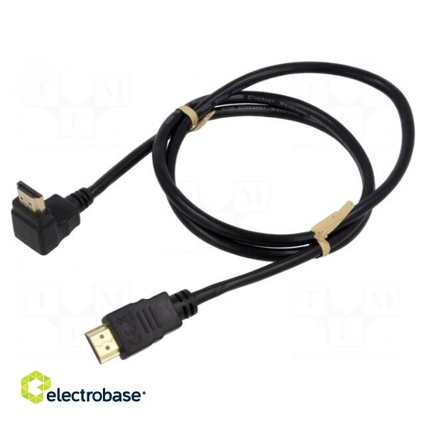 Cable | HDCP 2.2,HDMI 2.0 | HDMI plug,HDMI plug 90° | PVC | 1m | black