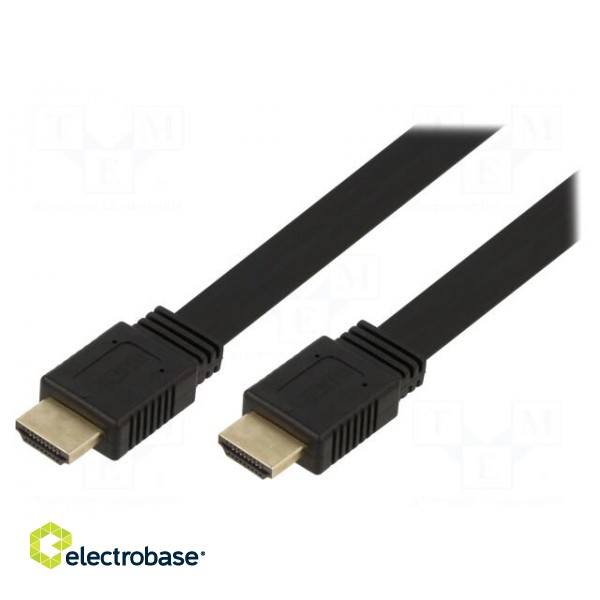 Cable | HDCP 2.2,HDMI 2.0,flat | HDMI plug,both sides | PVC | 5m