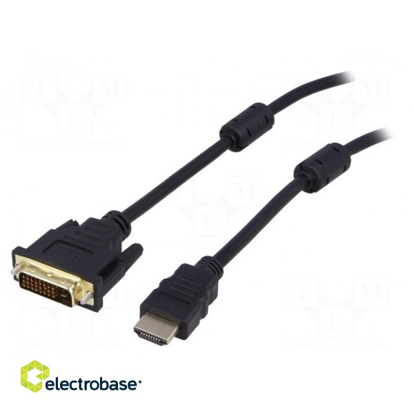 Cable | HDMI 1.4 | DVI-D (24+1) plug,HDMI plug | 3m | black