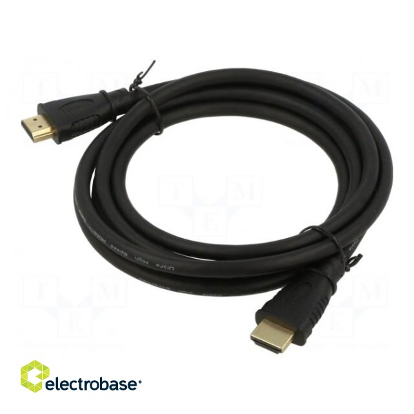 Cable | HDMI 2.1 | HDMI plug,both sides | 2m | black | Core: Cu
