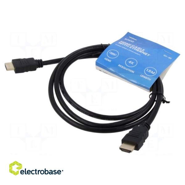 Cable | HDMI 1.4 | HDMI plug,both sides | Len: 1.5m | black | 30AWG