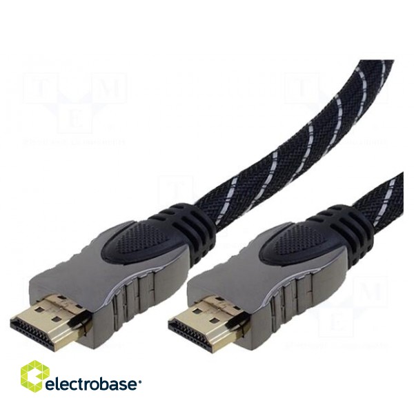 Cable | HDMI 1.4 | HDMI plug,both sides | 3m | grey-black