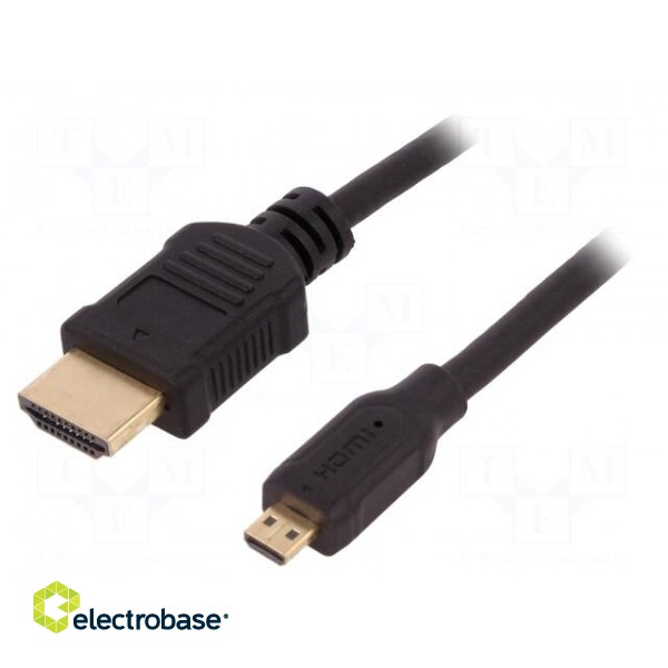 Cable | HDMI 1.4 | HDMI plug,micro HDMI plug | PVC | 1m | black | black