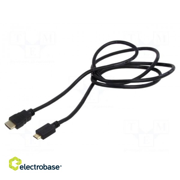 Cable | HDMI 1.4 | HDMI plug,mini HDMI plug | Len: 1.5m | black | 30AWG