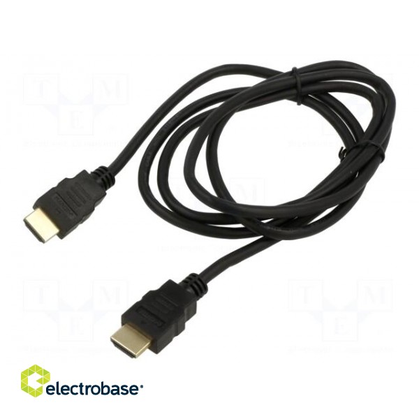 Cable | HDMI 1.4,flat | HDMI plug,both sides | 1.5m | black | 30AWG