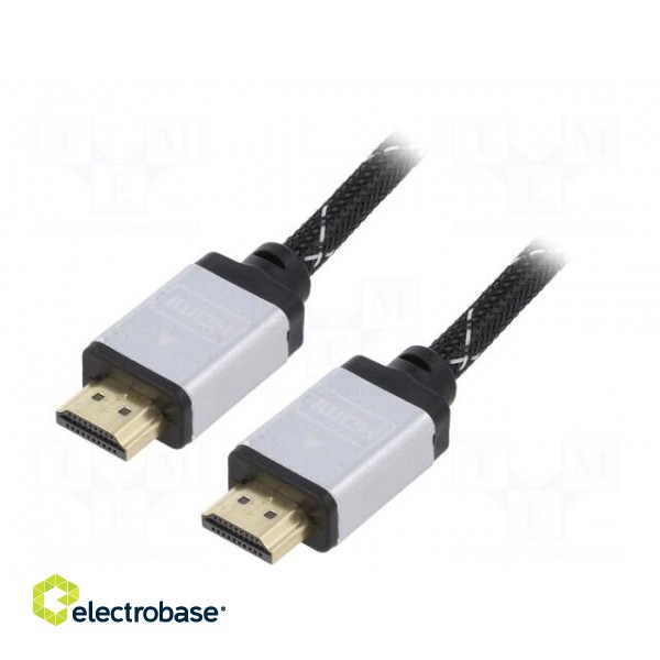 Cable | HDMI 2.0 | HDMI plug,both sides | textile | 1m | black | 30AWG