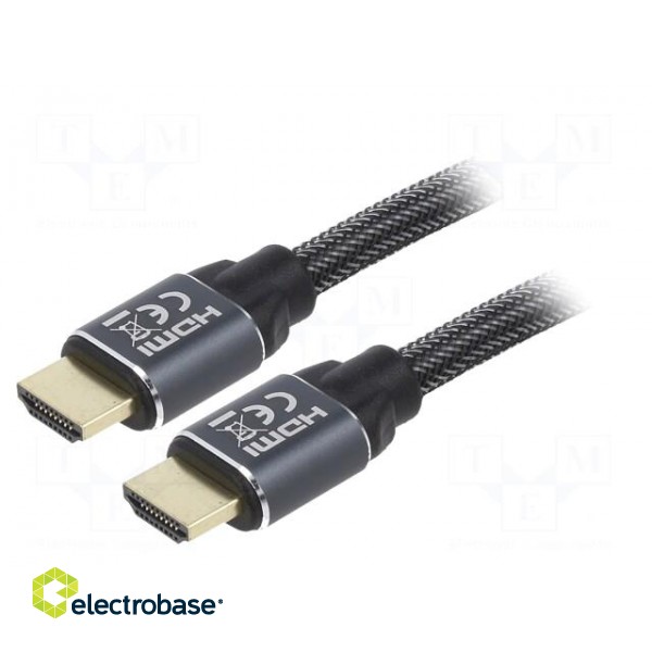 Cable | HDMI 2.0 | HDMI plug,both sides | textile | 2m | black | 28AWG