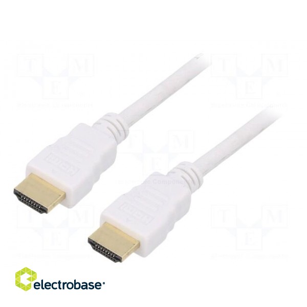 Cable | HDMI 2.0 | HDMI plug,both sides | PVC | 3m | white | 30AWG