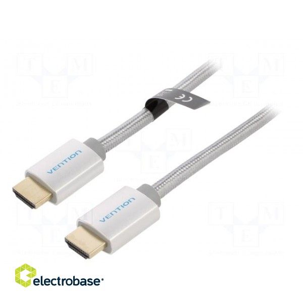 Cable | HDMI 2.0 | HDMI plug,both sides | PVC | textile | 1.5m | silver