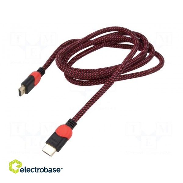Cable | HDMI 2.0 | HDMI plug,both sides | textile | Len: 3m | black-red