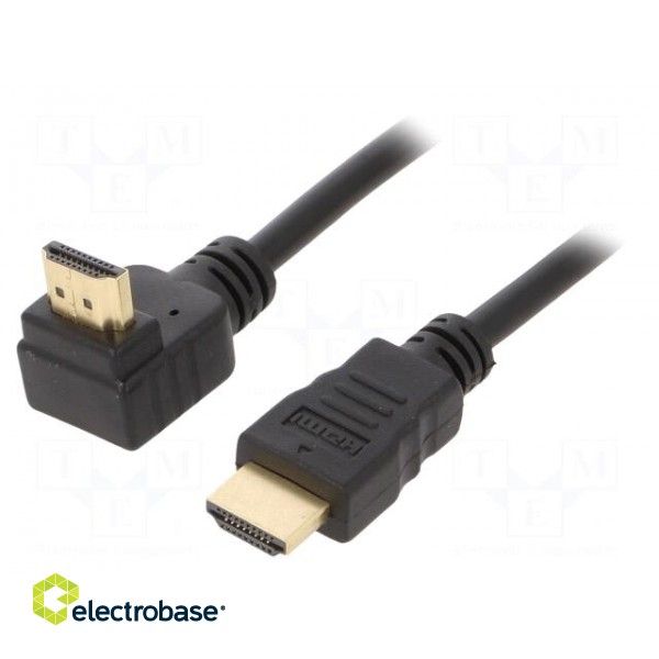 Cable | HDMI 2.0 | HDMI plug,HDMI plug 90° | PVC | 1.8m | black | 30AWG