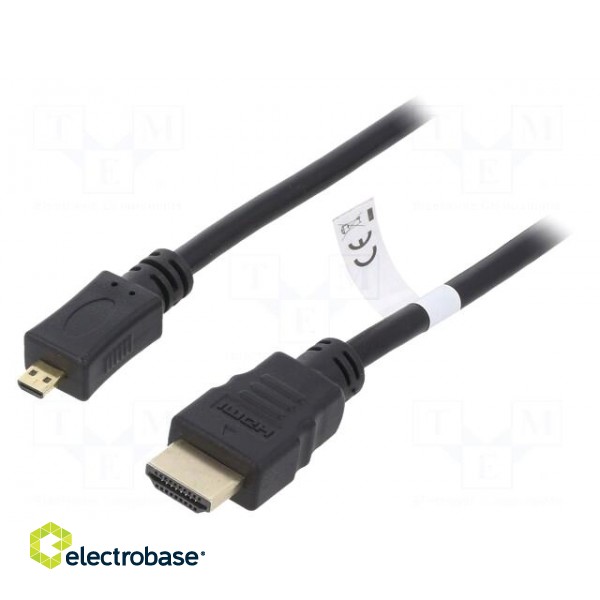 Cable | HDMI 2.0 | HDMI plug,micro HDMI plug | PVC | Len: 2m | black