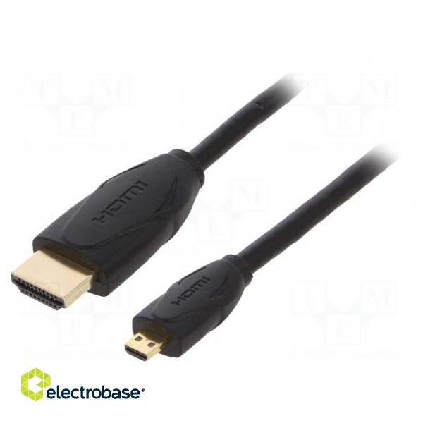 Cable | HDMI 2.0 | HDMI plug,micro HDMI plug | PVC | 1m | black