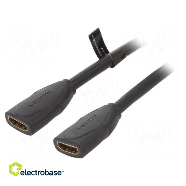 Cable | HDMI 2.0 | HDMI socket,both sides | PVC | 0.5m | black | 30AWG