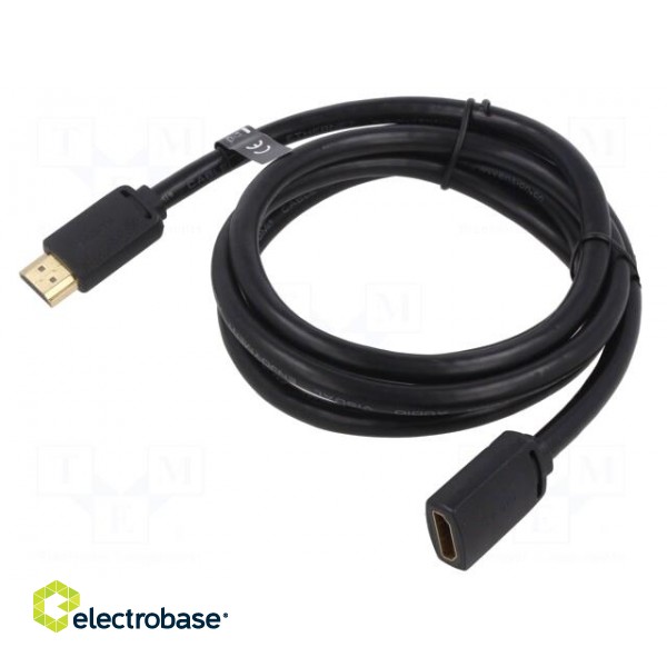 Cable | HDMI 2.0 | HDMI socket,HDMI plug | PVC | Len: 1.5m | black