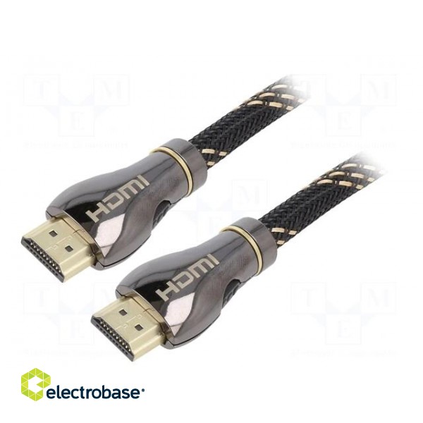 Cable | HDMI 2.1 | HDMI plug,both sides | textile | 1m | black | 28AWG