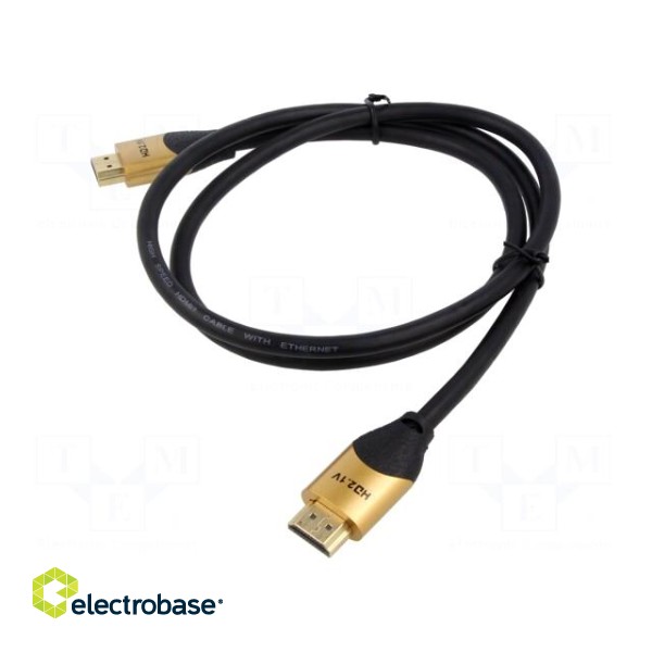 Cable | HDMI 2.1 | HDMI plug,both sides | PVC | Len: 1m | black | golden