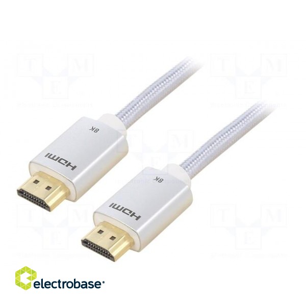 Cable | HDMI 2.1 | HDMI plug,both sides | PVC | textile | Len: 1m | 28AWG