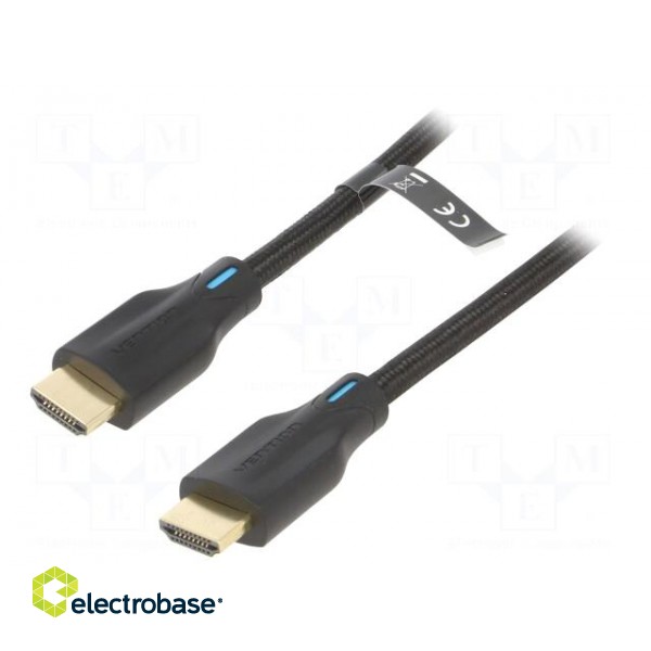 Cable | HDMI 2.1 | HDMI plug,both sides | PVC | textile | Len: 1m | black