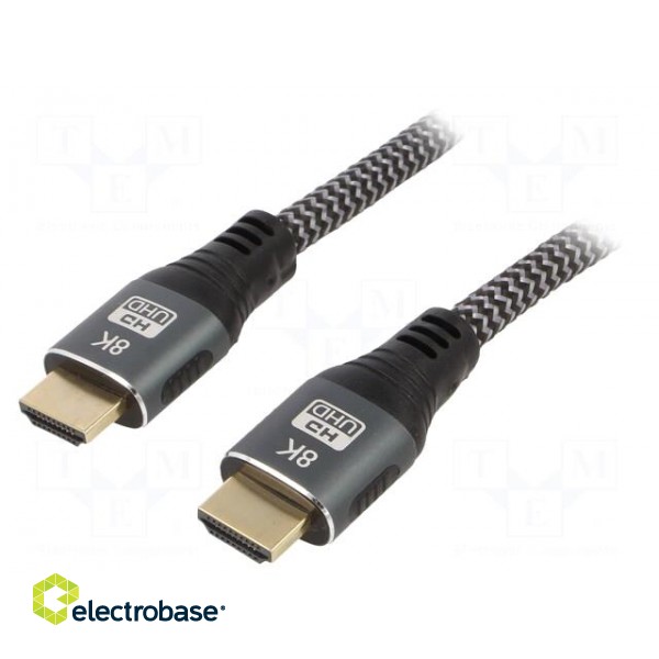 Cable | HDMI 2.1 | HDMI plug,both sides | textile | 1m | black | Core: Cu