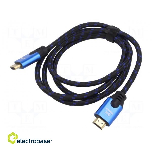 Cable | HDMI 2.1 | HDMI plug,both sides | textile | 3m | black