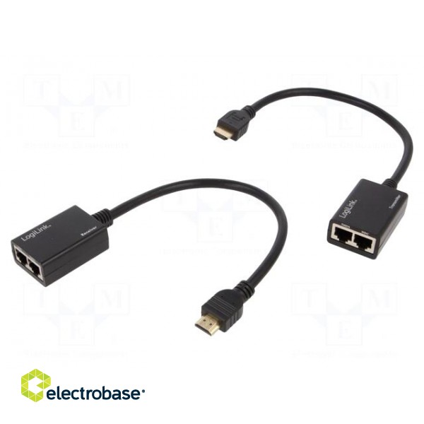 HDMI extender | HDCP | HDMI plug,RJ45 socket x2 | black | 30m