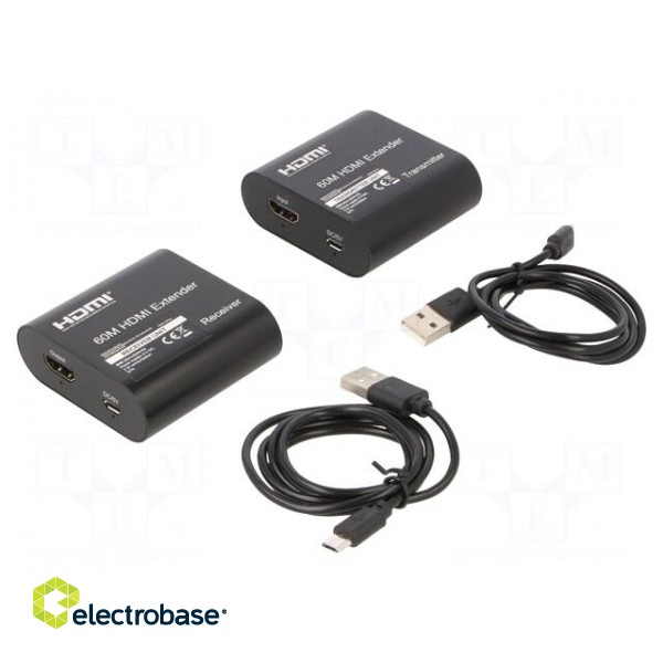 HDMI extender | HDMI 1.3 | black | Kit: transmitter,receiver | Cat: 6 image 1