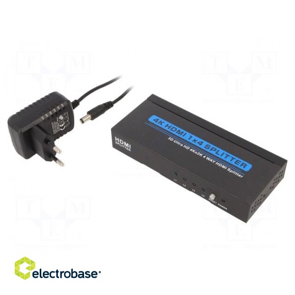 Splitter | HDMI 1.4 | Colour: black | Input: DC socket,HDMI socket image 1