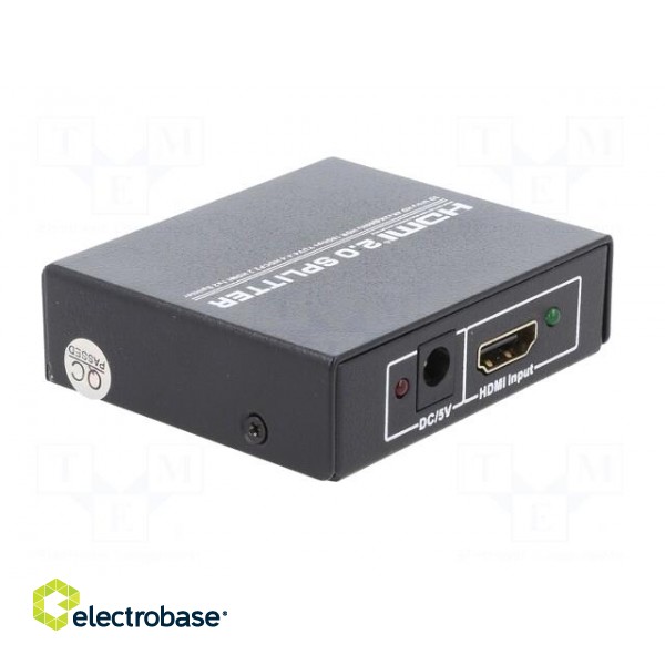 Splitter | HDMI 2.0 | black | Input: DC socket,HDMI socket paveikslėlis 4