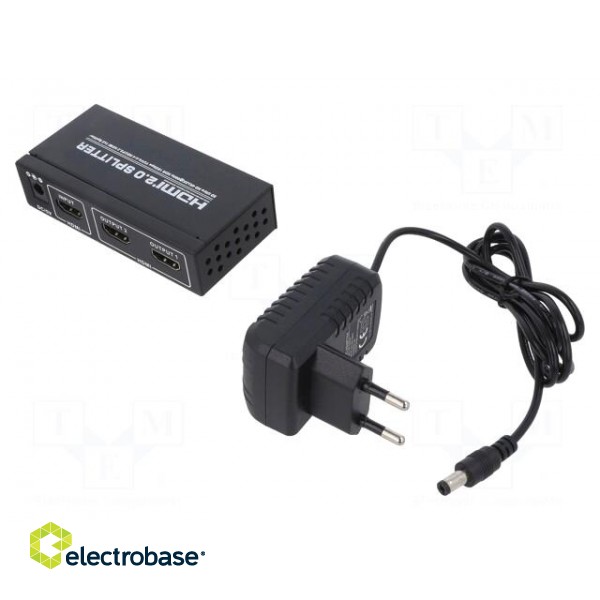 Splitter | HDMI 2.0 | black | Input: DC socket,HDMI socket image 1