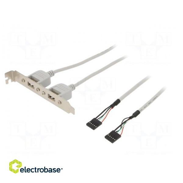 Adapter | brackets on slot | USB A socket x2,5pin pin header x2