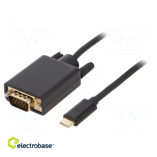 Adapter | D-Sub 15pin HD plug,USB C plug | gold-plated | 1.8m | PVC