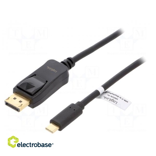 Adapter | DisplayPort plug,USB C plug | 3m | Colour: black