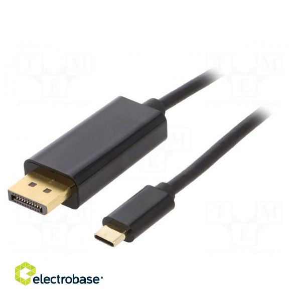 Adapter | DisplayPort plug,USB C plug | gold-plated | 1.8m | black