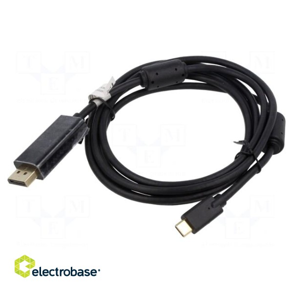 Adapter | DisplayPort plug,USB C plug | nickel plated | 2m | black