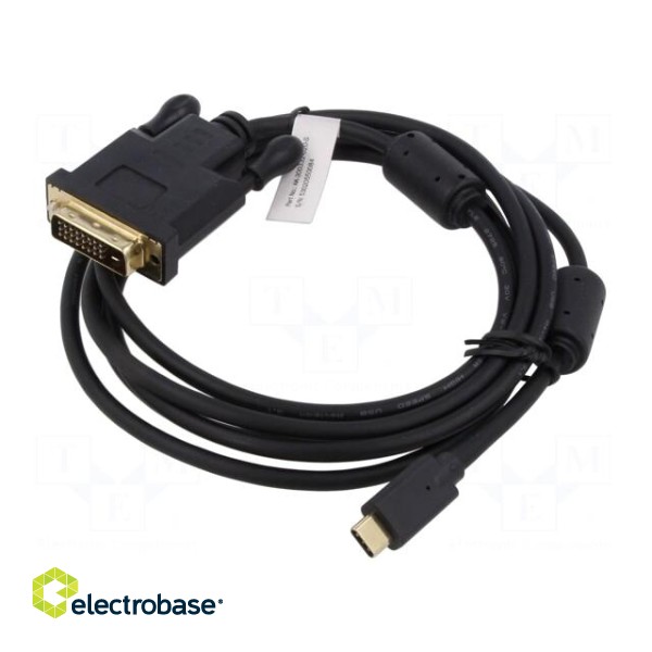 Adapter | DVI-D (24+1) plug,USB C plug | nickel plated | 2m | black