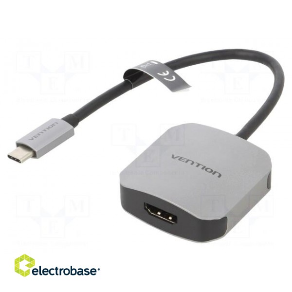 Adapter | HDMI 1.4 | HDMI socket,USB C plug | 0.15m | black | grey