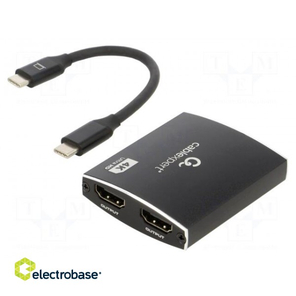 Adapter | HDMI 1.4,USB 3.1 | 0.15m | black | black | Cablexpert paveikslėlis 1