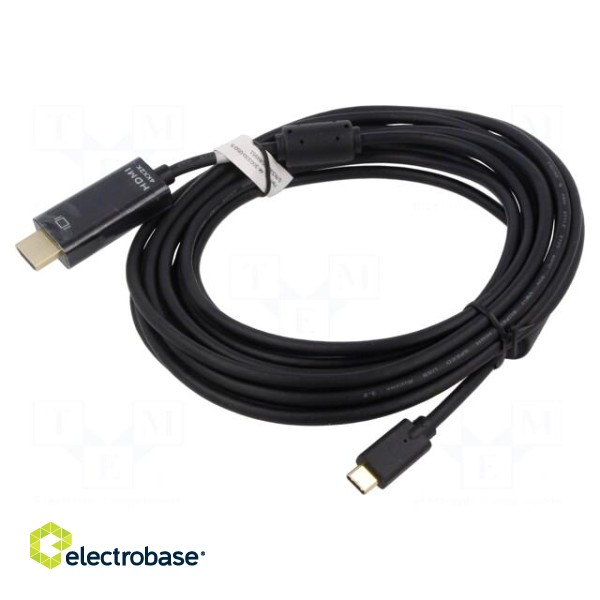 Adapter | HDMI 2.0 | HDMI plug,USB C plug | nickel plated | 5m | black