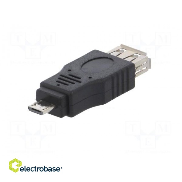 Adapter | OTG,USB 2.0 | USB A socket,USB B micro plug | black image 2
