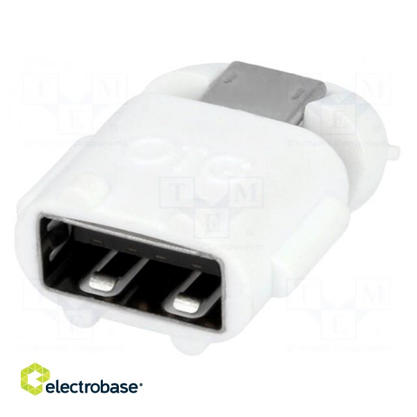 Adapter | OTG,USB 2.0 | USB A socket,USB B micro plug | white image 1