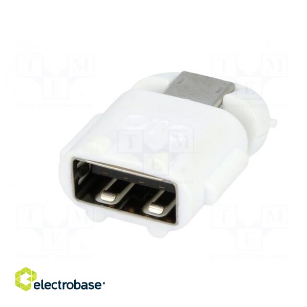 Adapter | OTG,USB 2.0 | USB A socket,USB B micro plug | white image 2