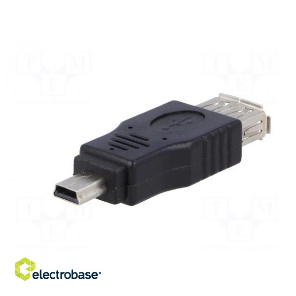 Adapter | OTG,USB 2.0 | USB A socket,USB B mini plug | black image 2