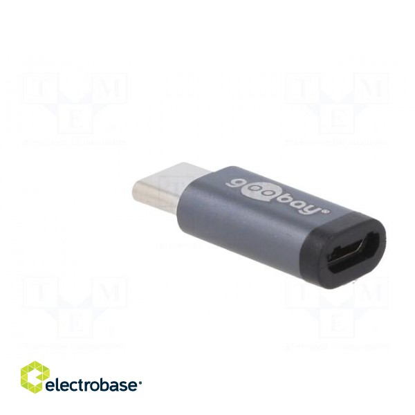 Adapter | OTG,USB 2.0 | USB B micro socket,USB C plug | grey paveikslėlis 4