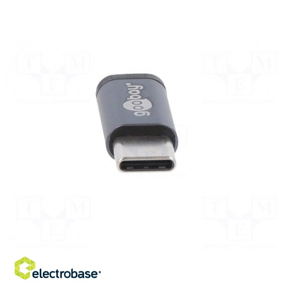 Adapter | OTG,USB 2.0 | USB B micro socket,USB C plug | grey paveikslėlis 9